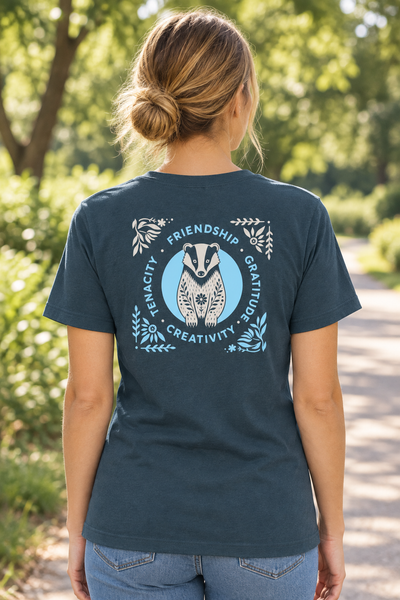 Back view of the badger qualities tee