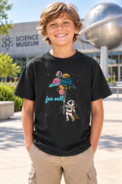 Child wearing the far out tee