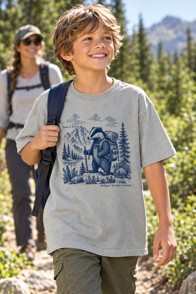 Child wearing the Take a Hike tee