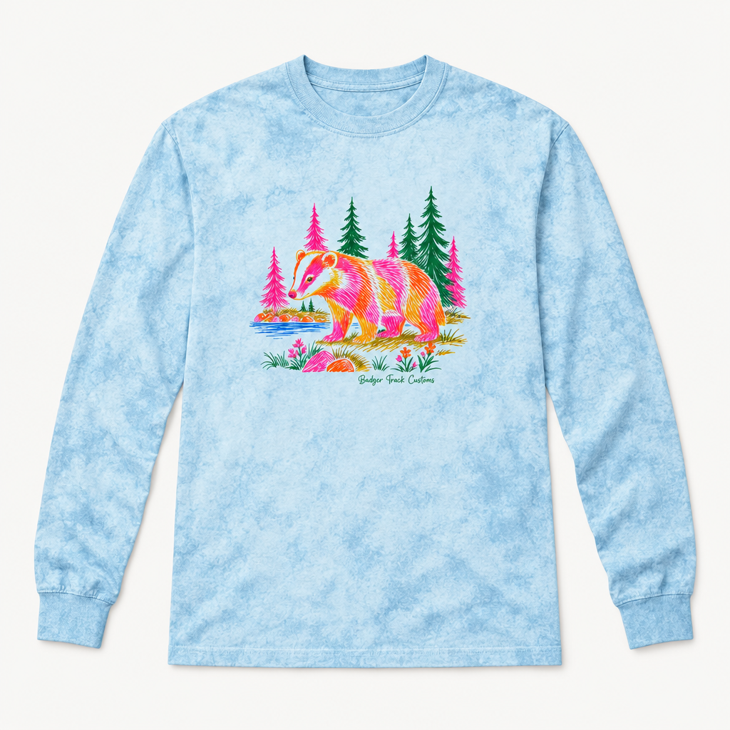 Colorful badger long-sleeve shirt flat lay