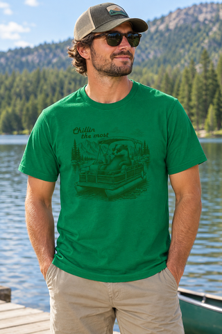 Man wearing the Chillin the most tee