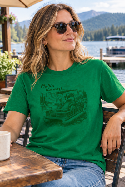 Woman wearing the Chillin the most tee